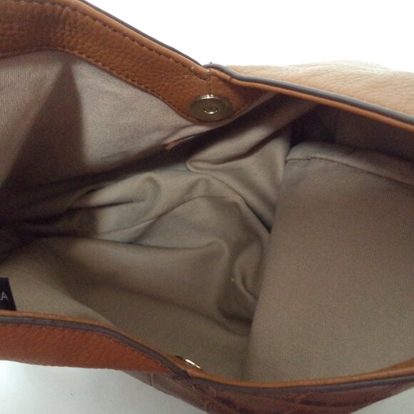 GILI Leather Criss Cross brown shoulder crossbody bag purse croc adjustable - Picture 10 of 13